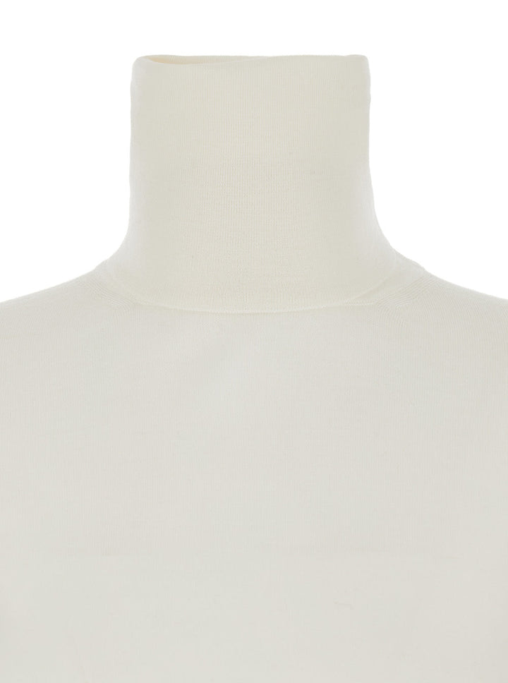 Max Mara Women White High Neck Sweater In Wool Woman