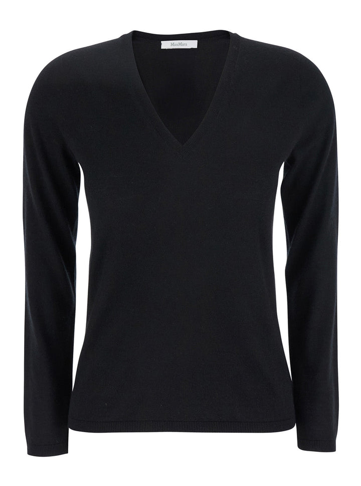 Max Mara Women Black V-Neck Sweater In Cashmere Woman