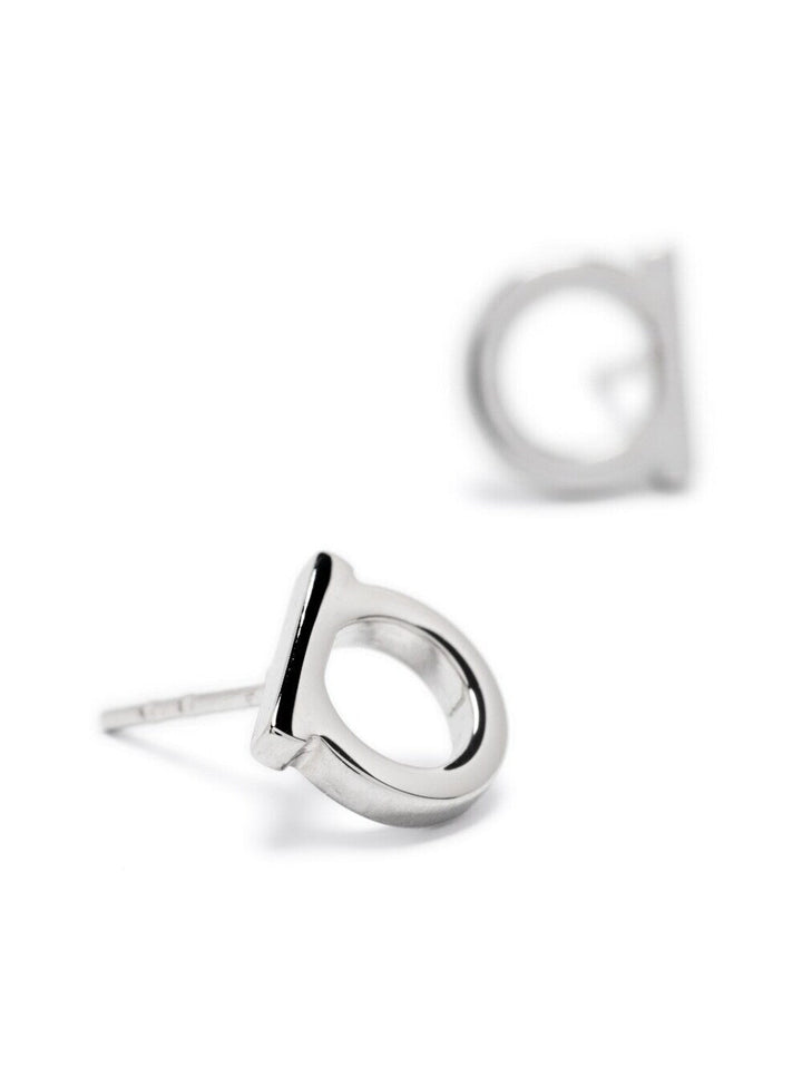 Ferragamo Women Silver-Colored Gancini Earrings In Brass Woman