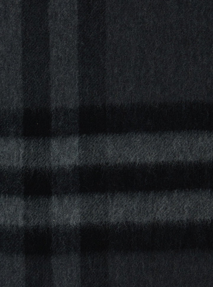 Burberry Women Grey Rectangular Scarf With Check Motif All-Over And Fringed Hem In Cashmere Woman