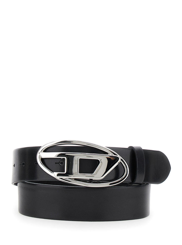 Diesel Women 1Dr Belt With Logo Buckle In Black Leather For Women