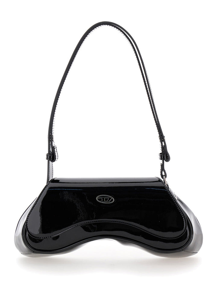 Diesel Women 'Play' Black Shoulder Bag With Logo Plaque In Tech Fabric For Women