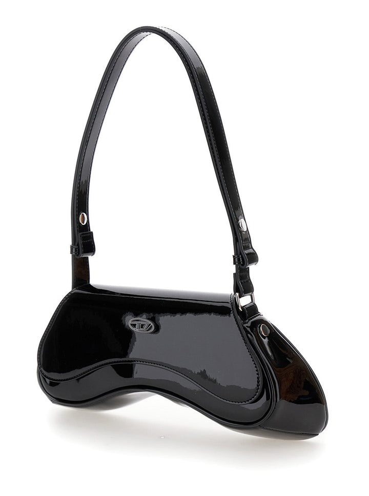 Diesel Women 'Play' Black Shoulder Bag With Logo Plaque In Tech Fabric For Women