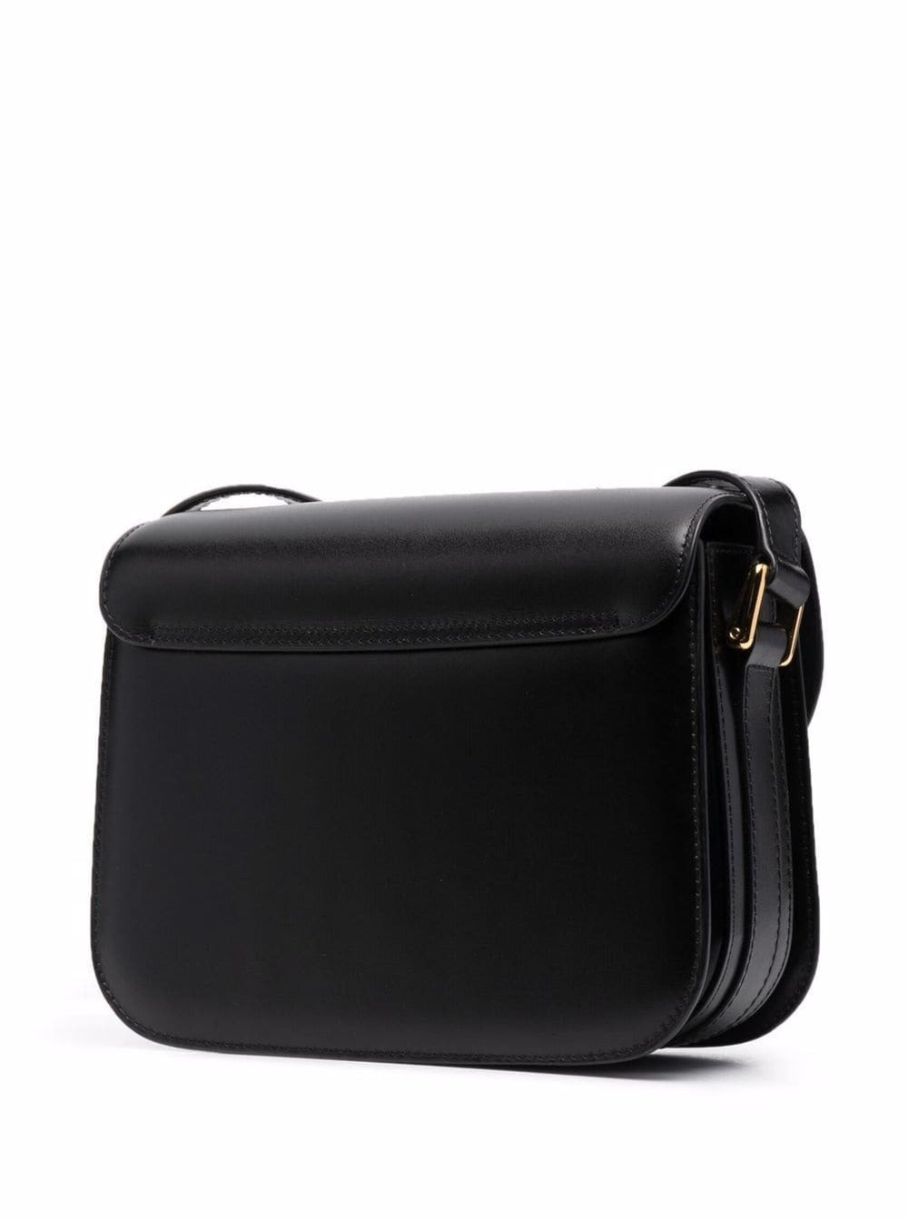 A.P.C. A.p.c. A.p.c. Grance Black Small Crossbody Bag Wirh Embossed Logo Letterin... Handbag | Designer Sale