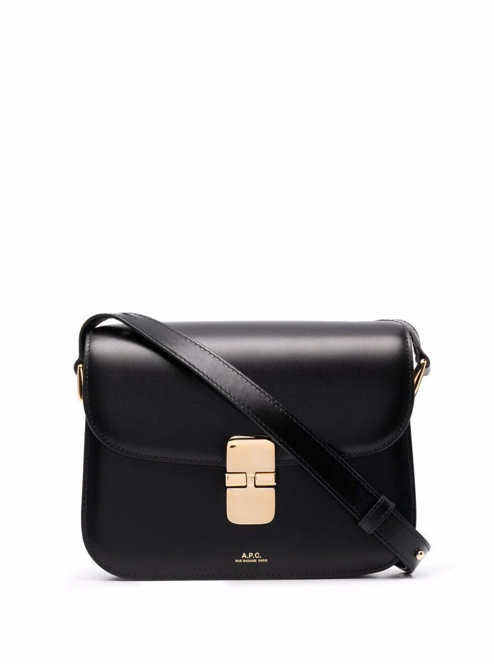 A.P.C. A.p.c. A.p.c. Grance Black Small Crossbody Bag Wirh Embossed Logo Letterin... Handbag | Designer Sale