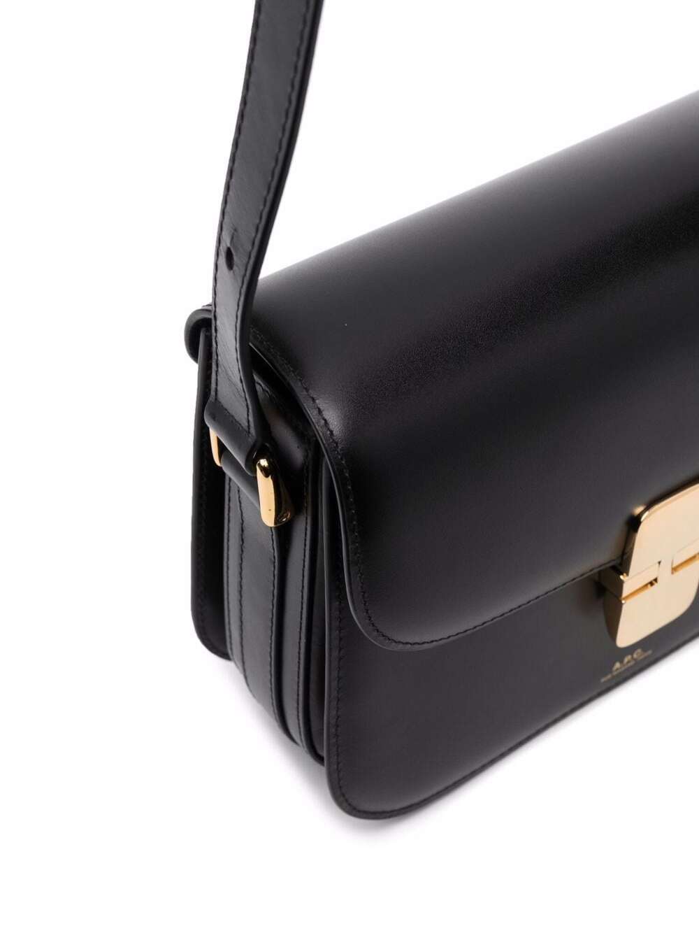 A.P.C. A.p.c. A.p.c. Grance Black Small Crossbody Bag Wirh Embossed Logo Letterin... Handbag | Designer Sale