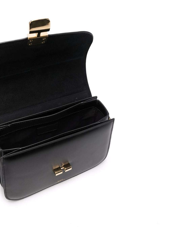 A.P.C. A.p.c. A.p.c. Grance Black Small Crossbody Bag Wirh Embossed Logo Letterin... Handbag | Designer Sale