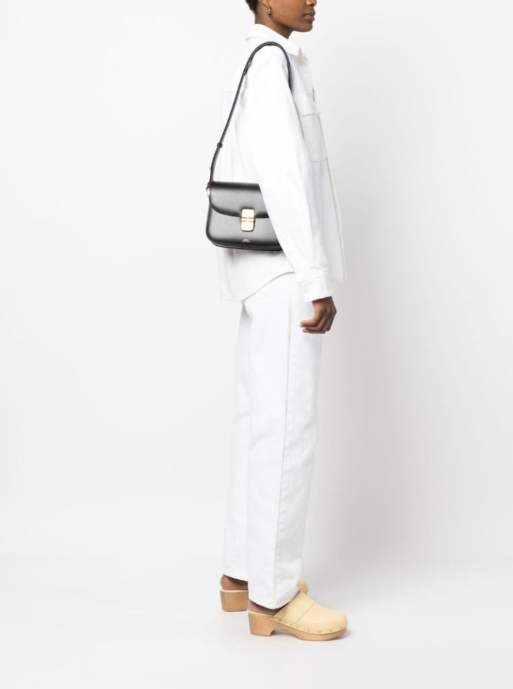 A.P.C. A.p.c. A.p.c. Grance Black Small Crossbody Bag Wirh Embossed Logo Letterin... Handbag | Designer Sale