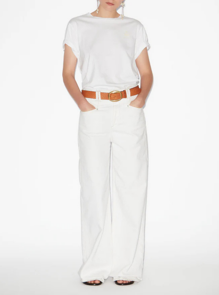 Isabel Marant Etoile Women 'Aby' White T-Shirt With Crew Neck And Short Sleeves In Cotton For Women