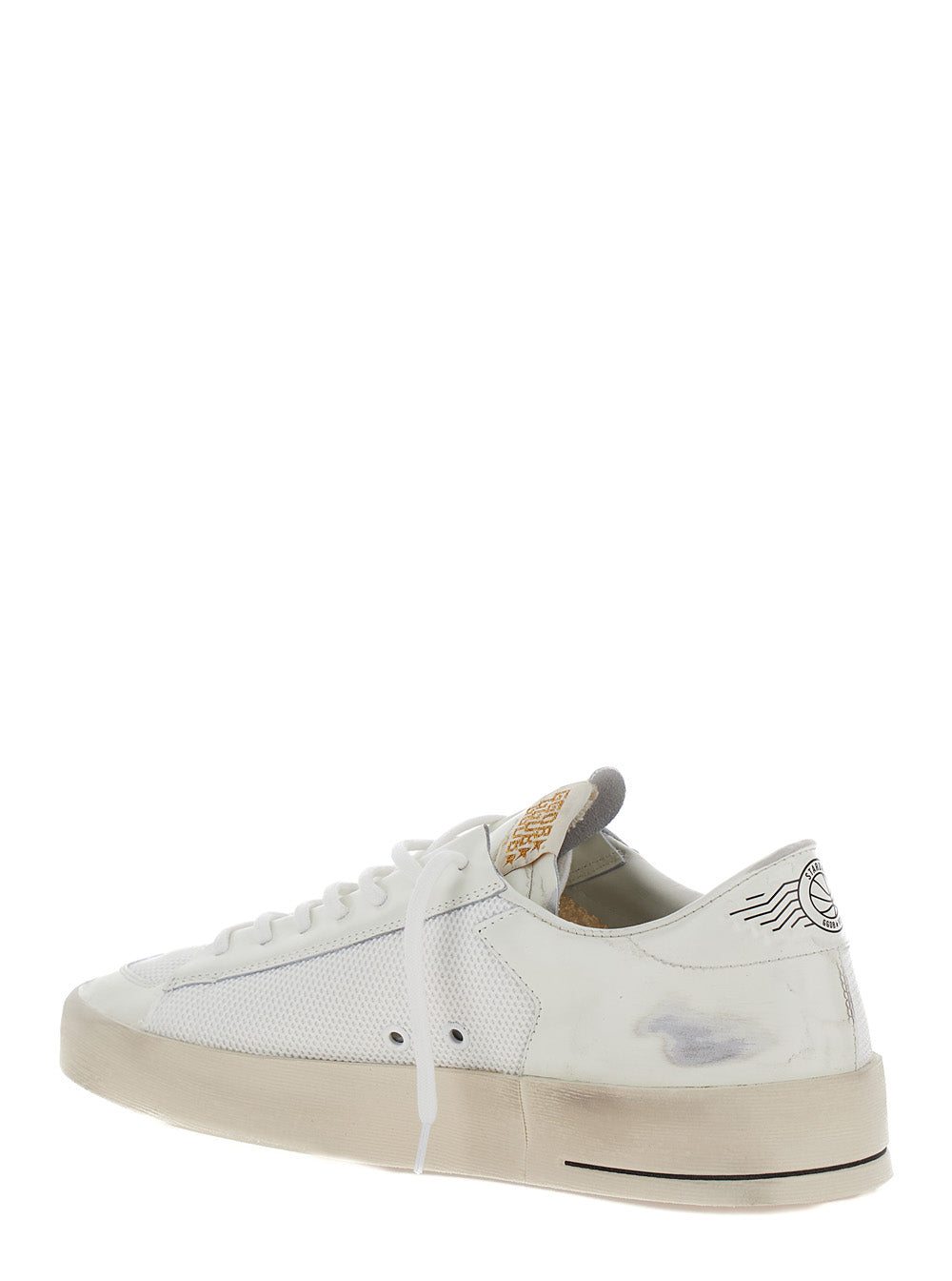 Golden Goose Men 'Stardan' White Low Top Sneakers With Star Patch In Leather And Fabric Man