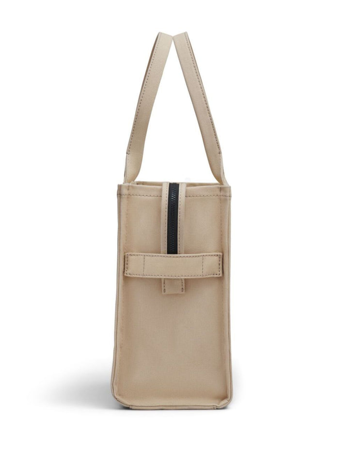 Marc Jacobs Women 'The Large Tote' Beige Shoulder Bag With Contrasting Logo Print In Cotton Black Woman