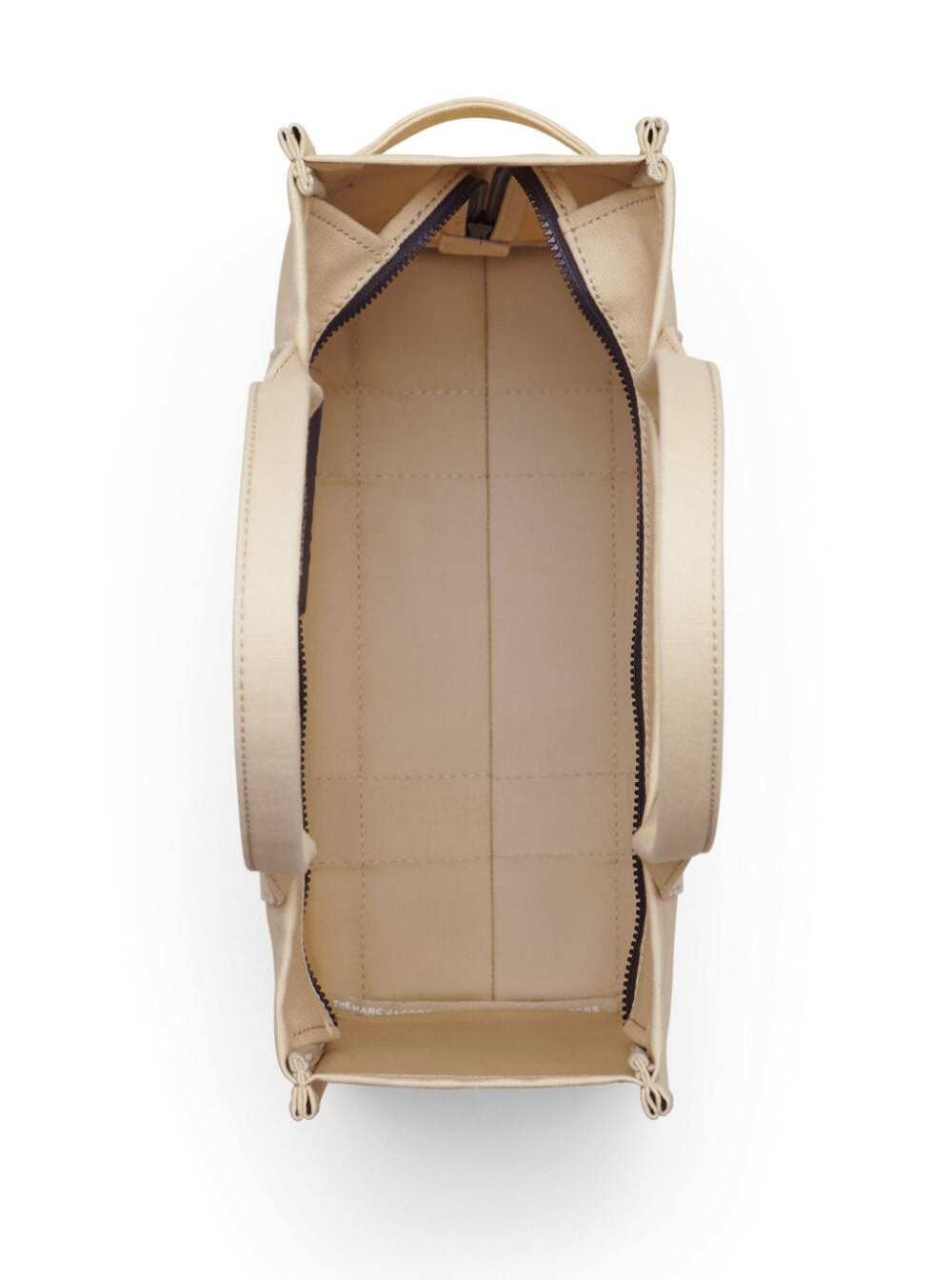 Marc Jacobs Women 'The Large Tote' Beige Shoulder Bag With Contrasting Logo Print In Cotton Black Woman