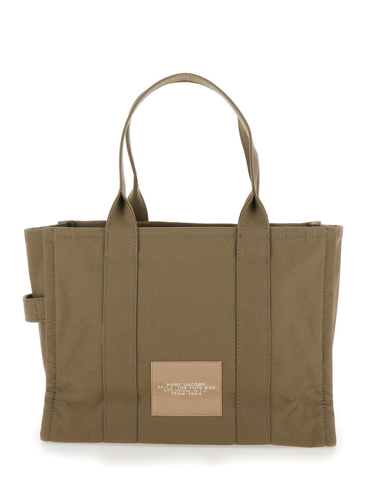 Marc Jacobs Women 'The Large Tote' Green Tote Bag With Contrast Logo Print In Cotton Women