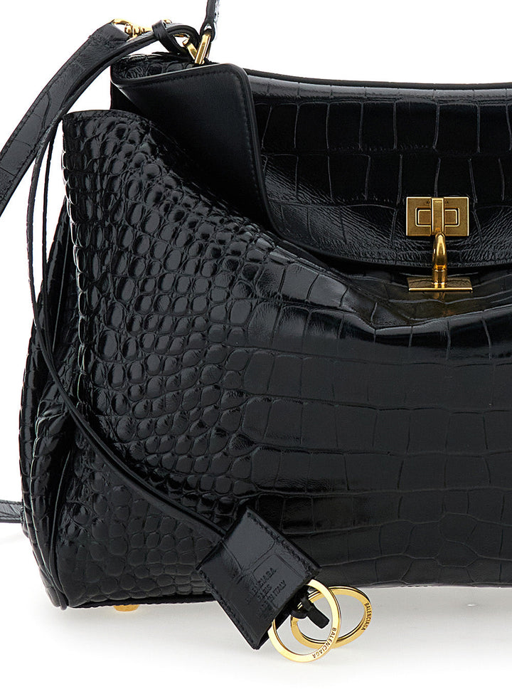 Balenciaga Women 'Rodeo' Black Handbag With Removable Shoulder Strap In Leather Woman