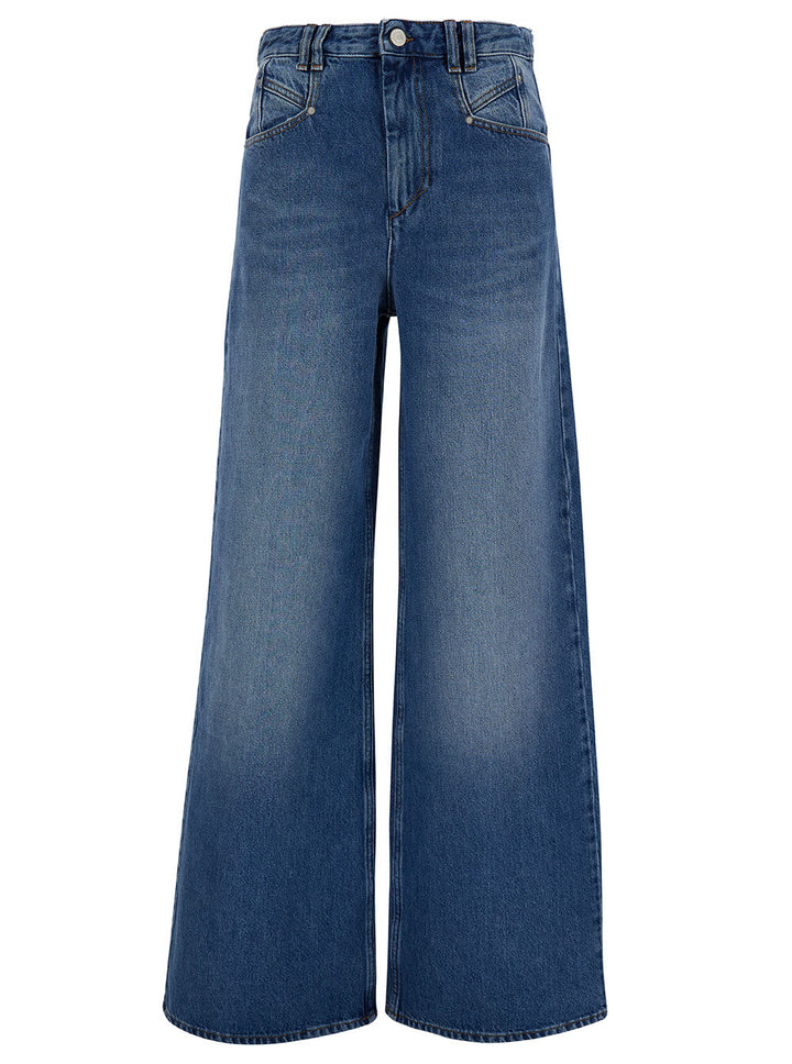 Isabel Marant Women 'Lemony' Light Blue Flared Jeans With Logo Patch In Cotton Denim Woman