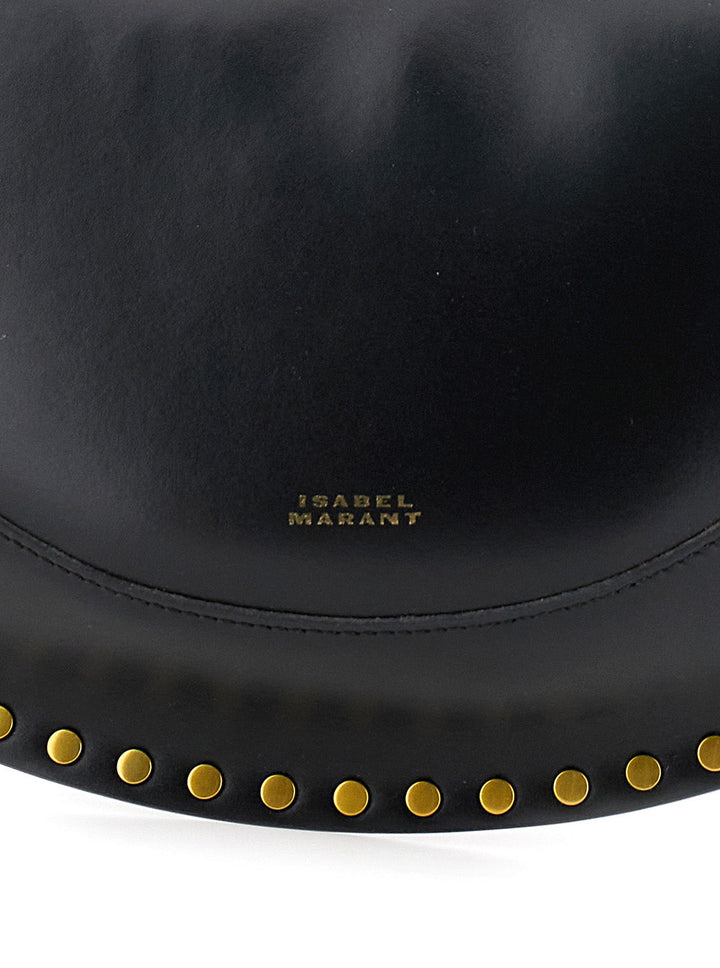 Isabel Marant Women Shoulder Bag 'Naoko' With Removable Strap And Logo Lettering Embossed On The Front In Black Leather For Women