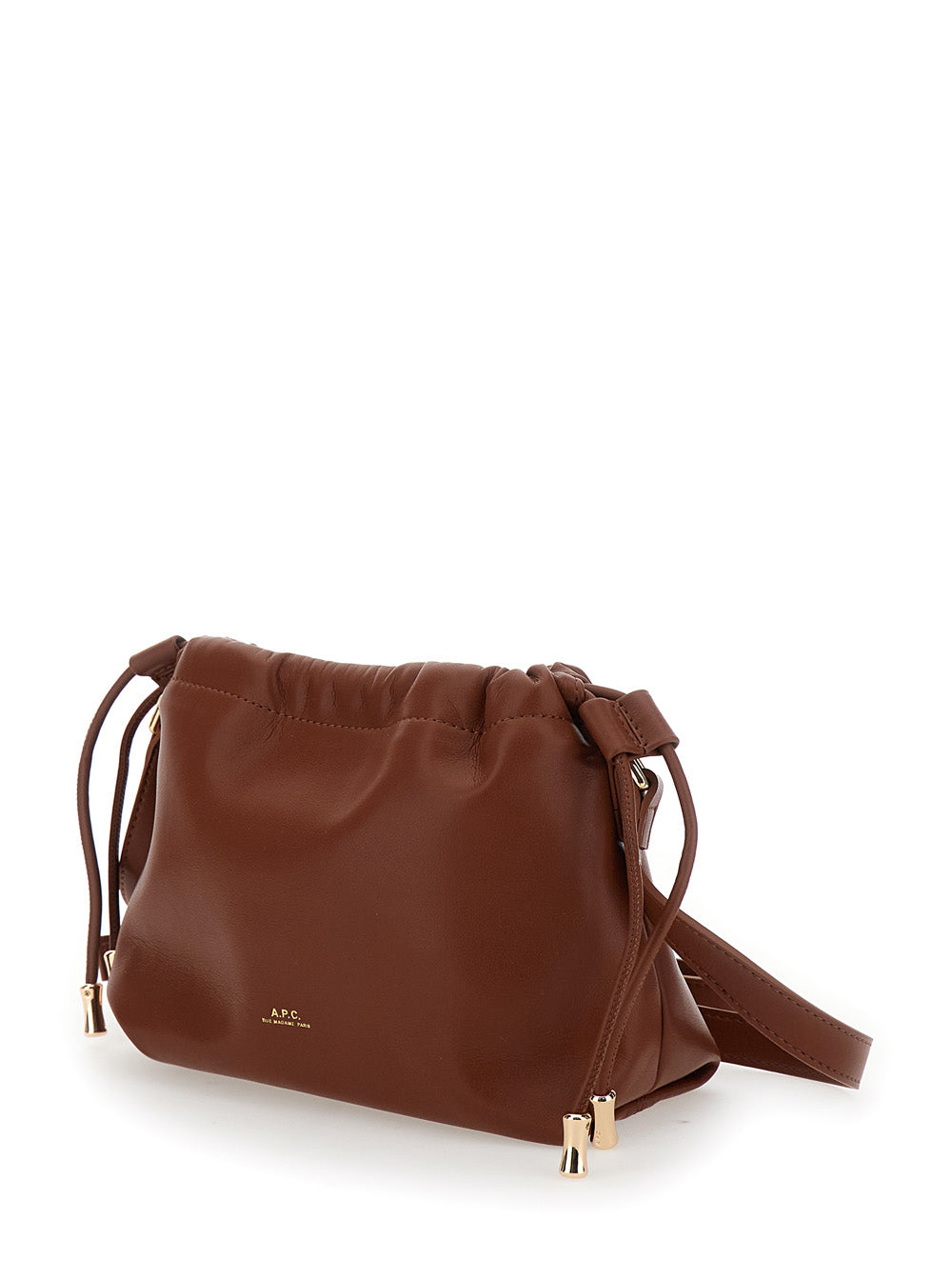 A.P.C. A.p.c. A.p.c. Ninon Mini Brown Crossbody Bag With Embossed Logo On The Fro... Handbag | Designer Sale