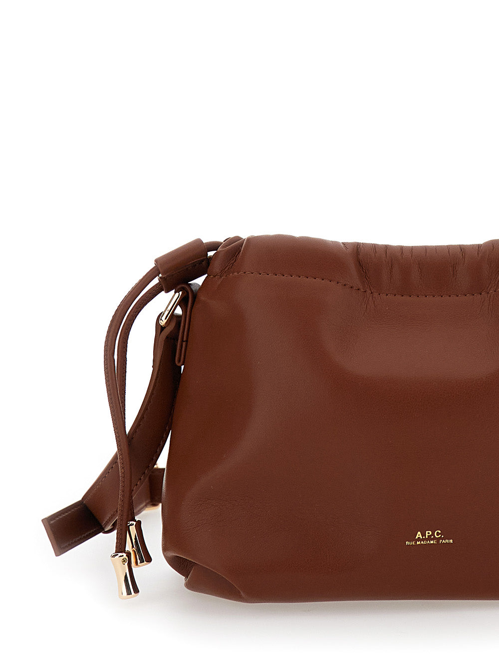 A.P.C. A.p.c. A.p.c. Ninon Mini Brown Crossbody Bag With Embossed Logo On The Fro... Handbag | Designer Sale