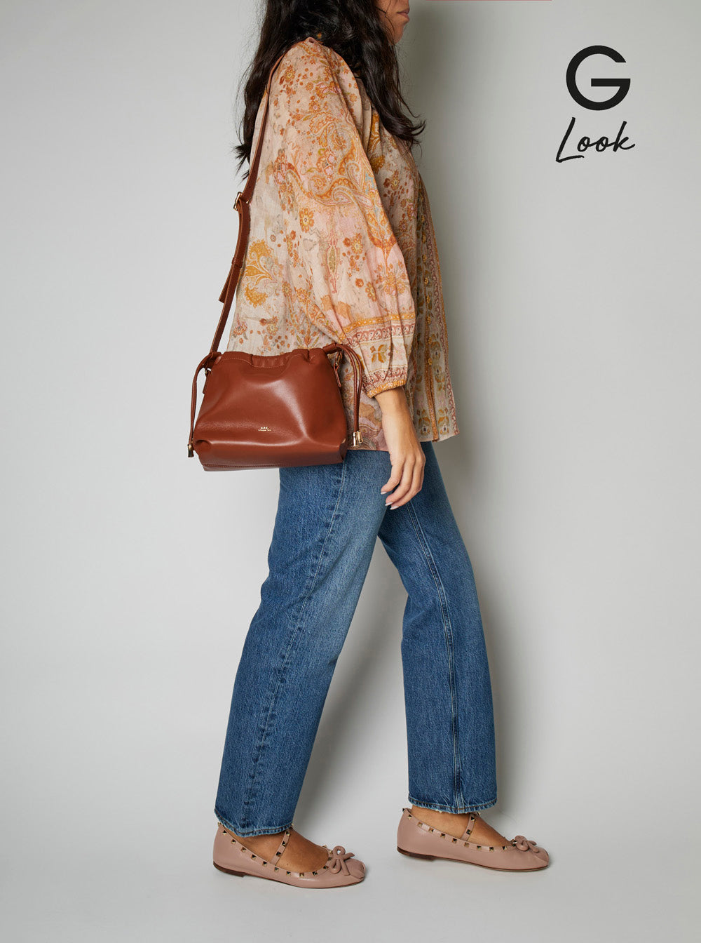 A.P.C. A.p.c. A.p.c. Ninon Mini Brown Crossbody Bag With Embossed Logo On The Fro... Handbag | Designer Sale