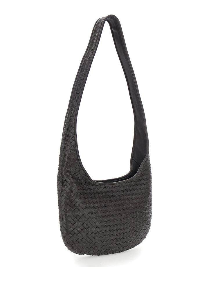 Bottega Veneta Men Brown Crossbody Bag With Top Zip Closure And Intrecciato Motif In Leather Man