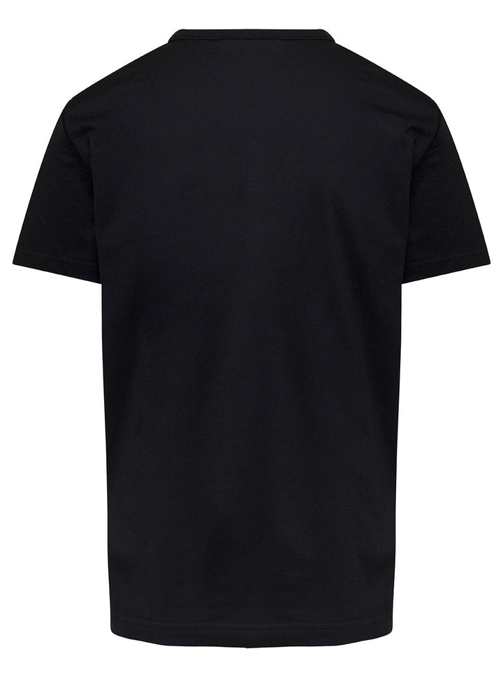 Dolce & Gabbana Men Black T-Shirt With Logo Tag Detail On The Front In Cotton Man