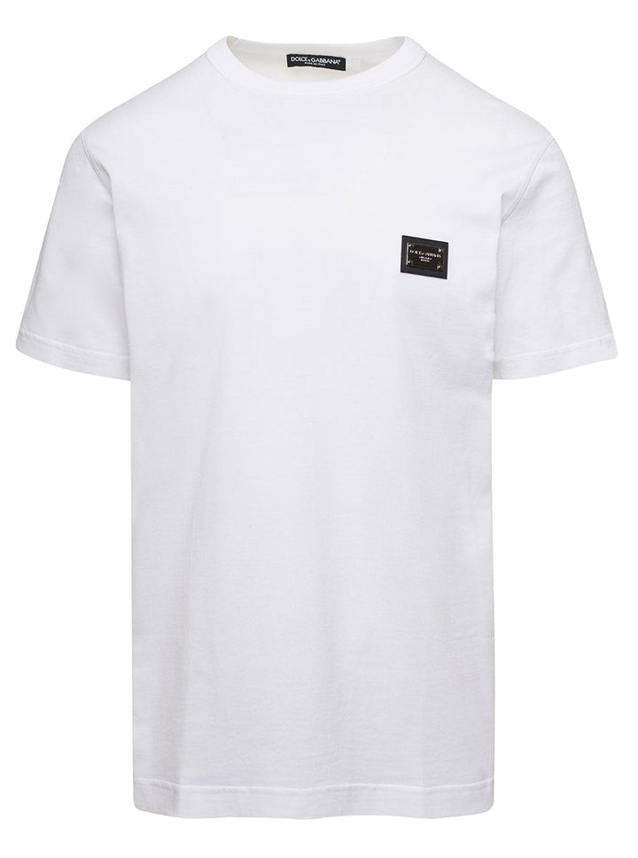 Dolce & Gabbana Men Crew Neck 'Logo' White T-Shirt With Tag For Men