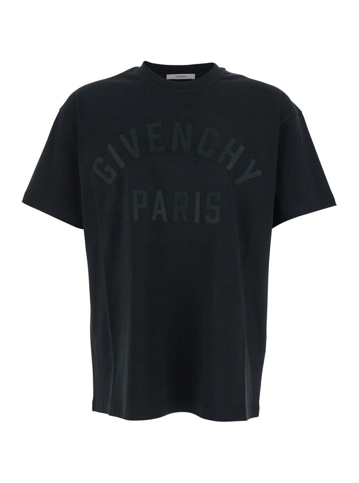 Givenchy Men Black T-Shirt With Maxi Logo On The Front In Cotton Man