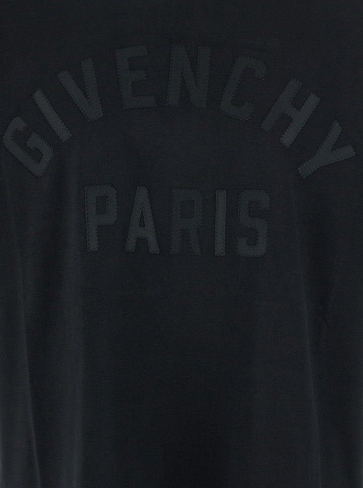Givenchy Men Black T-Shirt With Maxi Logo On The Front In Cotton Man