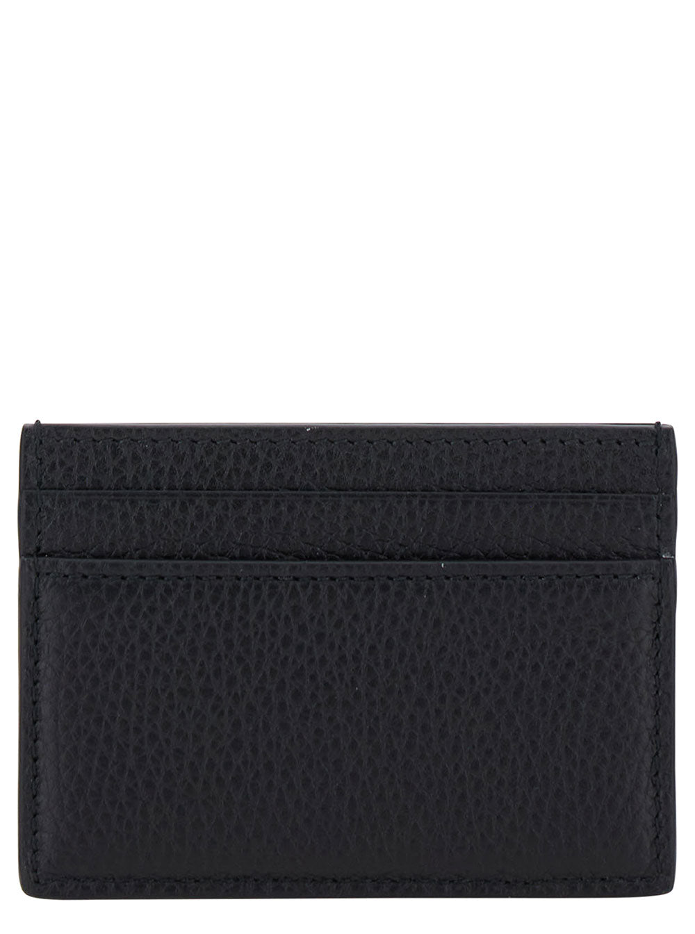 Gucci Men Black Card-Holder With Logo Detail In Hammered Leather Man