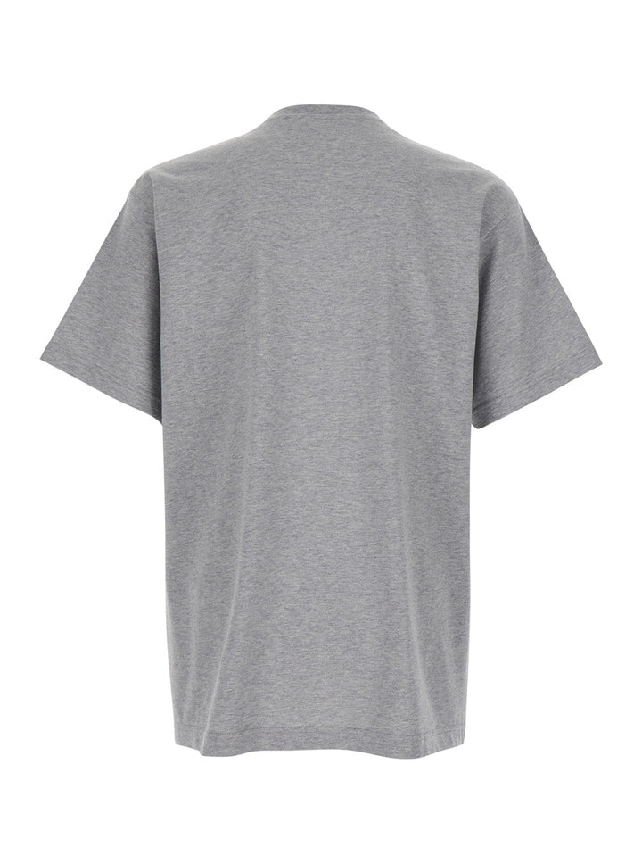 Gucci Men Grey Crewneck T-Shirt With Double G Embroidery On The Front In Fabric Man