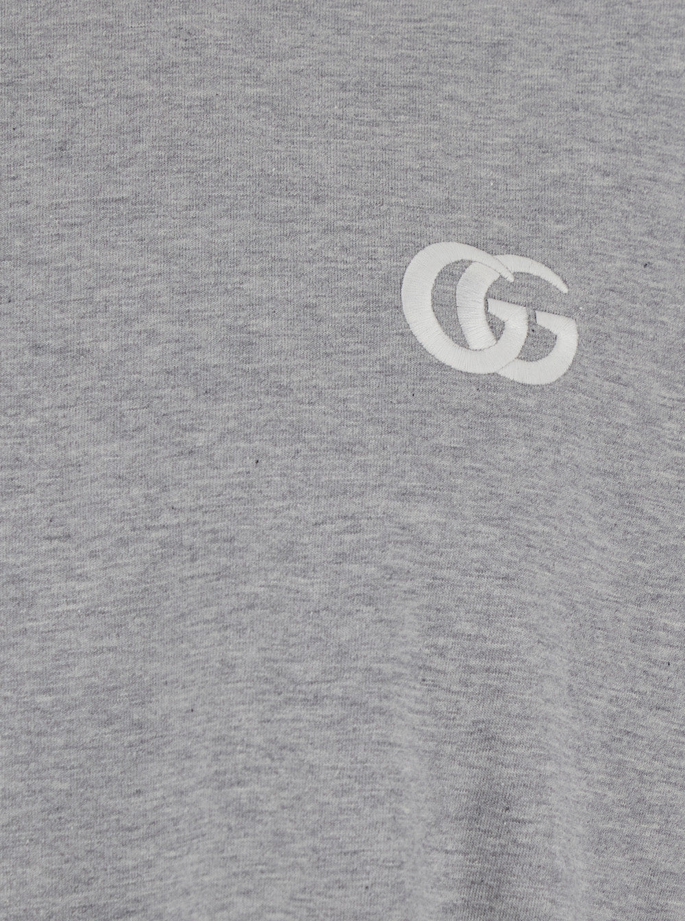 Gucci Men Grey Crewneck T-Shirt With Double G Embroidery On The Front In Fabric Man