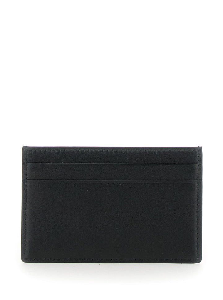 Gucci Men Black Card Holder With Double G Plaque On The Front In Leather Man