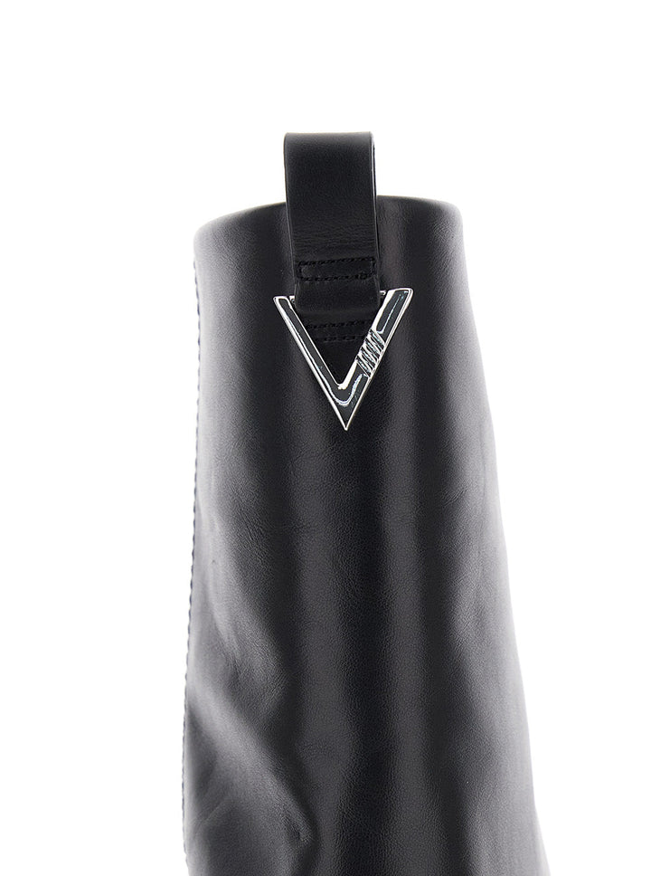 The Attico Women Boots 'Robin' With Square Toe And Logo Plate On The Back In Black Leather For Women