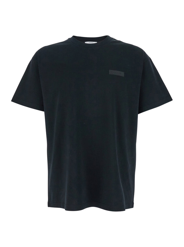 Givenchy Men Black Crewneck T-Shirt With Logo Patch On The Front In Cotton Man