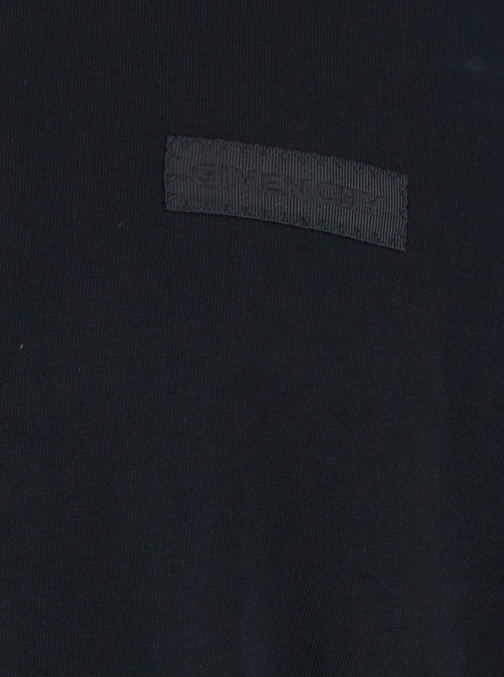 Givenchy Men Black Crewneck T-Shirt With Logo Patch On The Front In Cotton Man