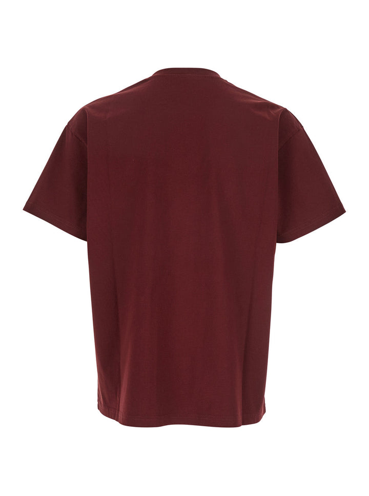 Givenchy Men Bordeaux T-Shirt With Logo Patch On The Chest In Cotton Man