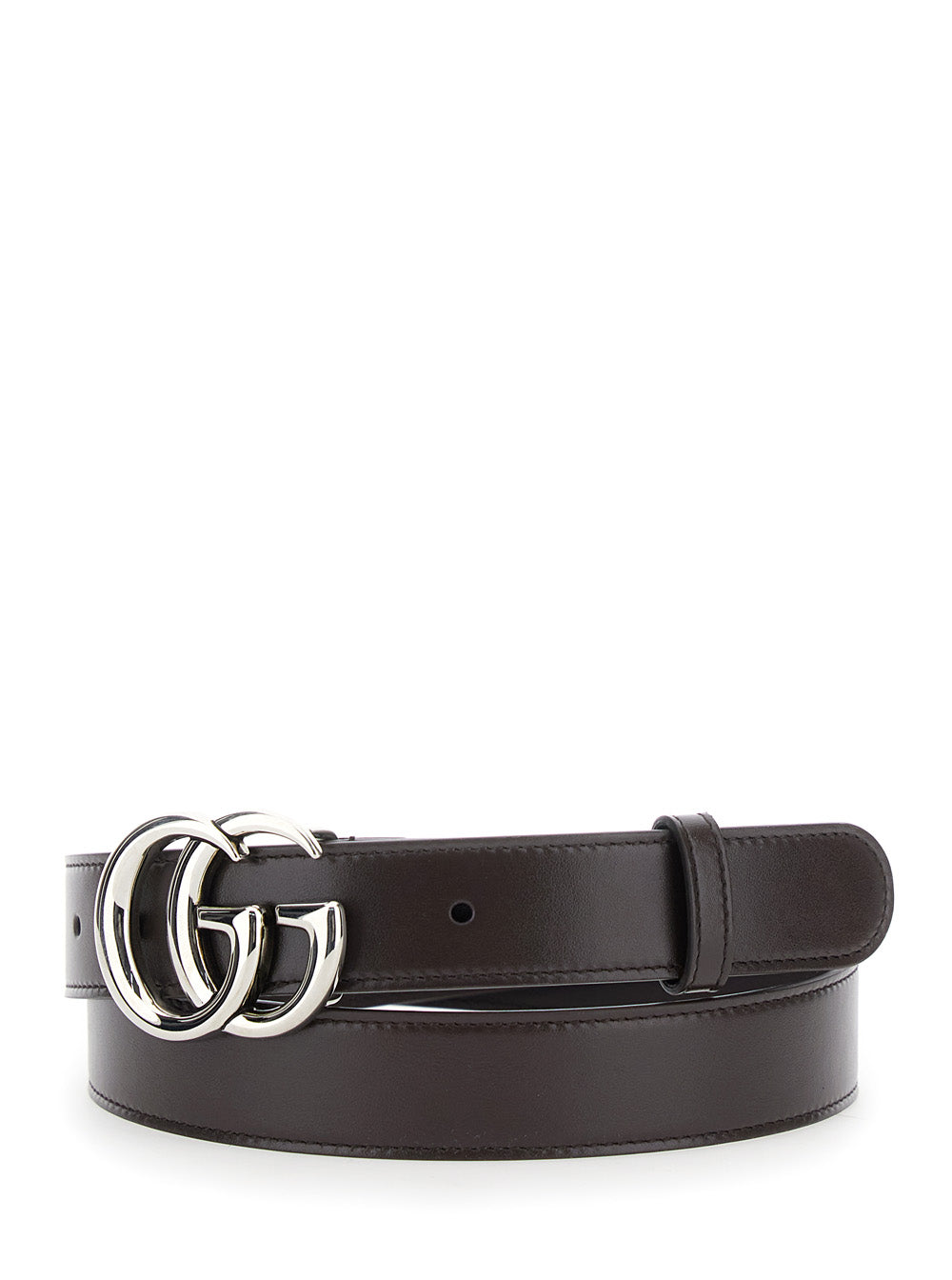 Gucci Men Brown Belt With Gg Buckle In Leather Man
