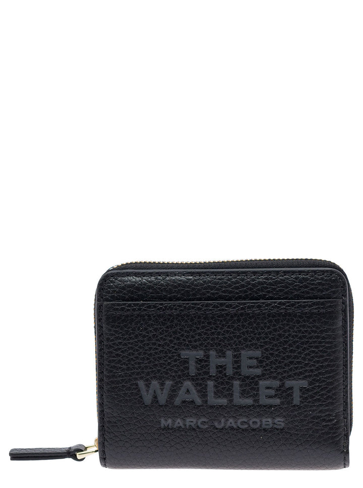 Marc Jacobs Women Wallet 'The Mini' With Engraved Logo On Front In Black Pebbled Leather For Women