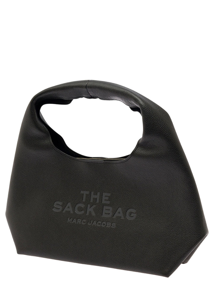 Marc Jacobs Women Shoulder Bag 'The Sack' With Logo Embossed In Black Pebbled Leather For Women