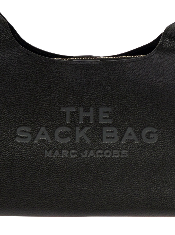 Marc Jacobs Women Shoulder Bag 'The Sack' With Logo Embossed In Black Pebbled Leather For Women