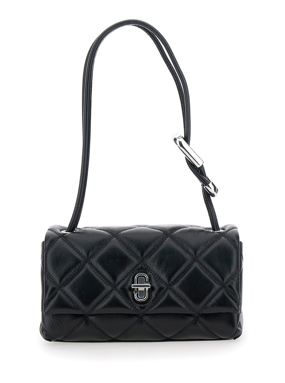 Marc Jacobs Women 'The Mini Dual' Black Diamond-Quilted Crossbody Bag With Top Handle In Leather Woman
