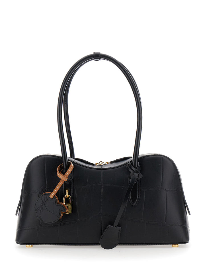 Stella Mccartney Women 'Ryder' Black Medium Handbag With Padlock Detail On The Front And Two Top Handles In Ecoleather Woman