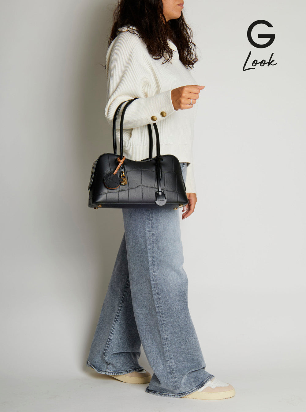 Stella Mccartney Women 'Ryder' Black Medium Handbag With Padlock Detail On The Front And Two Top Handles In Ecoleather Woman