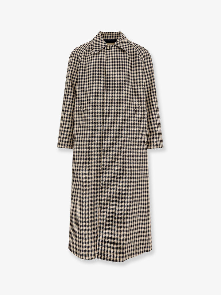 Valentino Men Wool And Cotton Coat With Vichy Motif