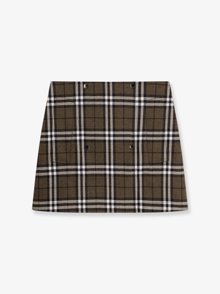 Burberry Women Virgin Wool Skirt With Burberry Check Print