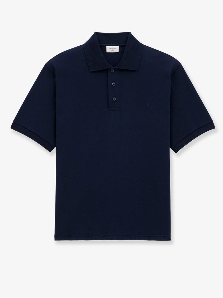 Saint Laurent Men Recycled Material Polo Shirt With Cassandre Embroidery