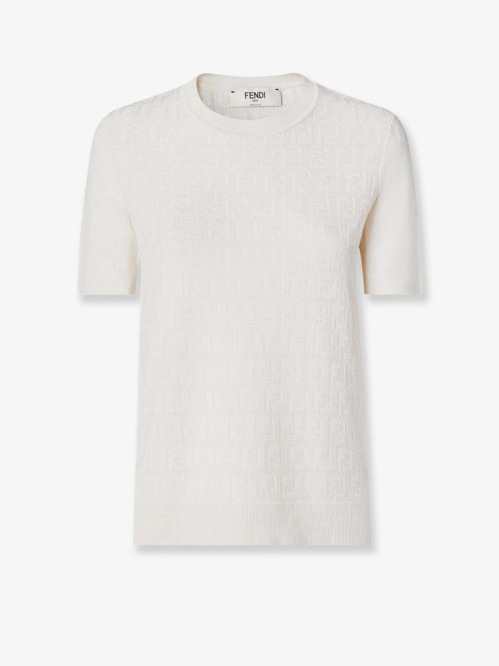 Fendi Women Cotton Blend T-Shirt With All-Over Ff Logo