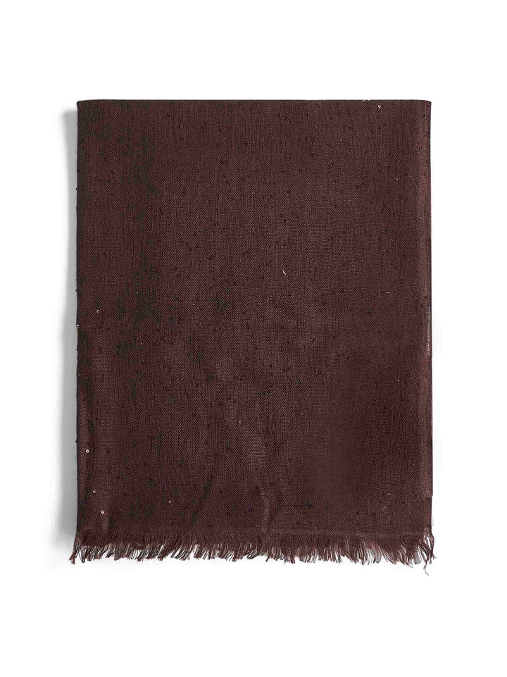 Brunello Cucinelli Women Brown Diamante Cashmere And Silk Scarf