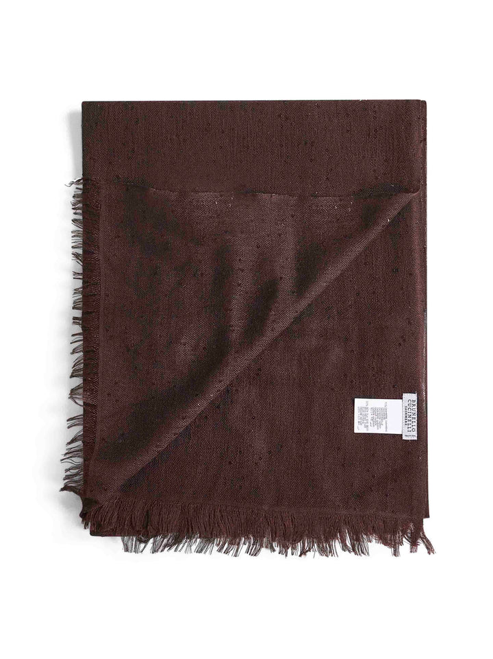 Brunello Cucinelli Women Brown Diamante Cashmere And Silk Scarf