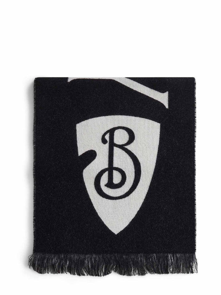 Burberry Men Black And White Wool Reversible Scarf